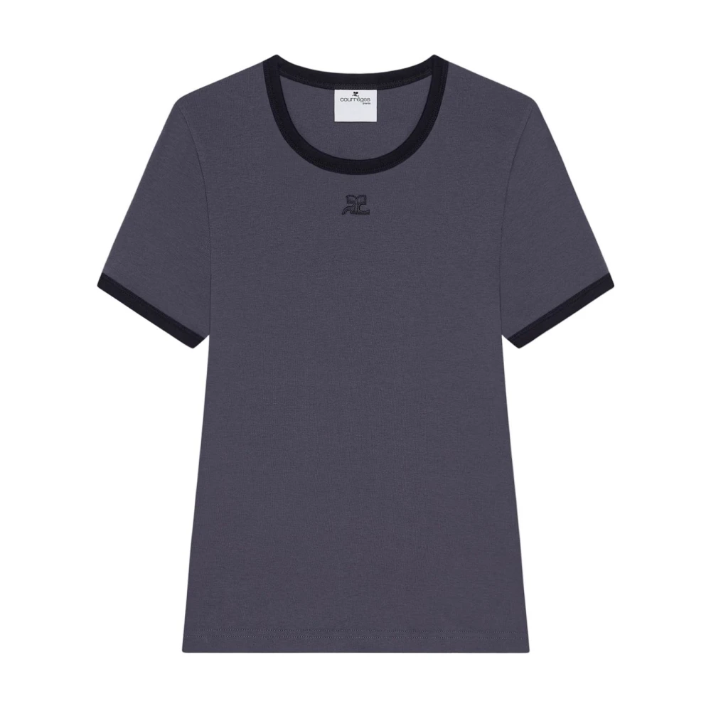 Courrèges Logo Patch Crew Neck Top Black Dames