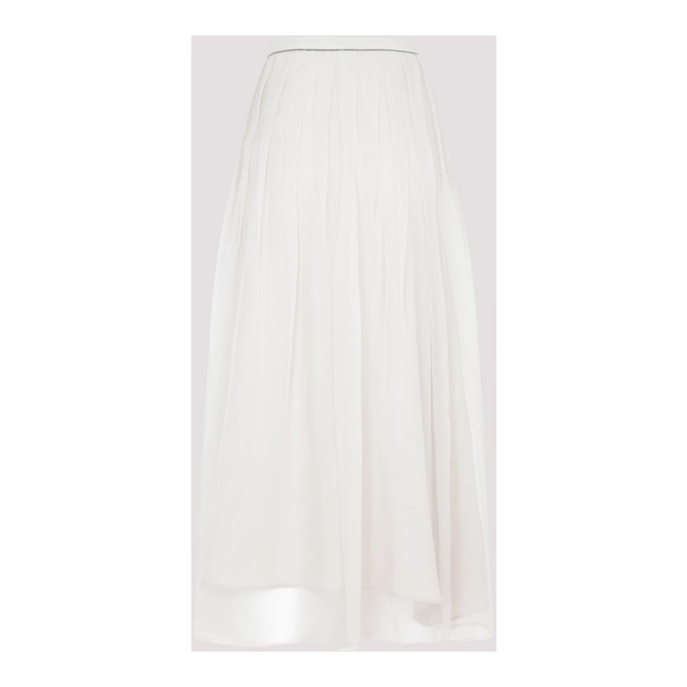 BRUNELLO CUCINELLI Organza Plissé Rok White Dames