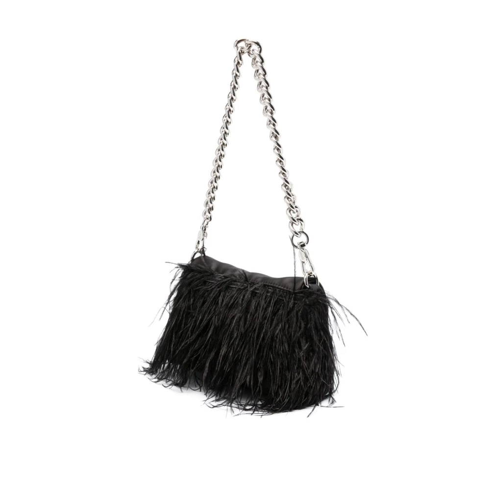 Liu Jo Zwarte Foldover Ketting-Link Schoudertas Black Dames