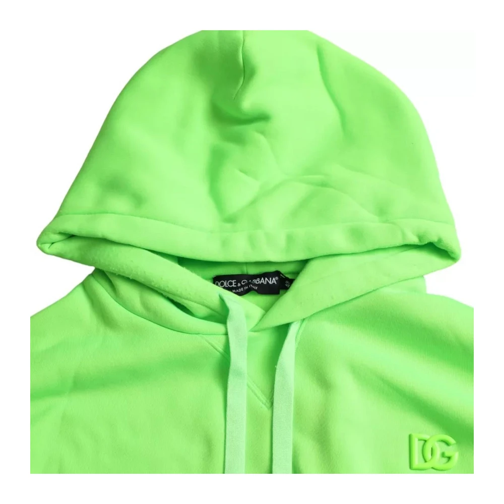 Dolce & Gabbana Neon Groen Logo Hoodie Sweater Green Heren