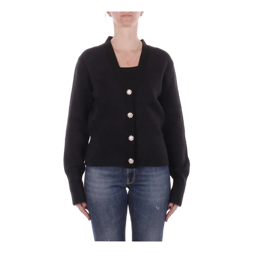 Blugirl Kvinno Svart Stickade Tröjor Dam, S, Polyester, Maglia Cardigan
