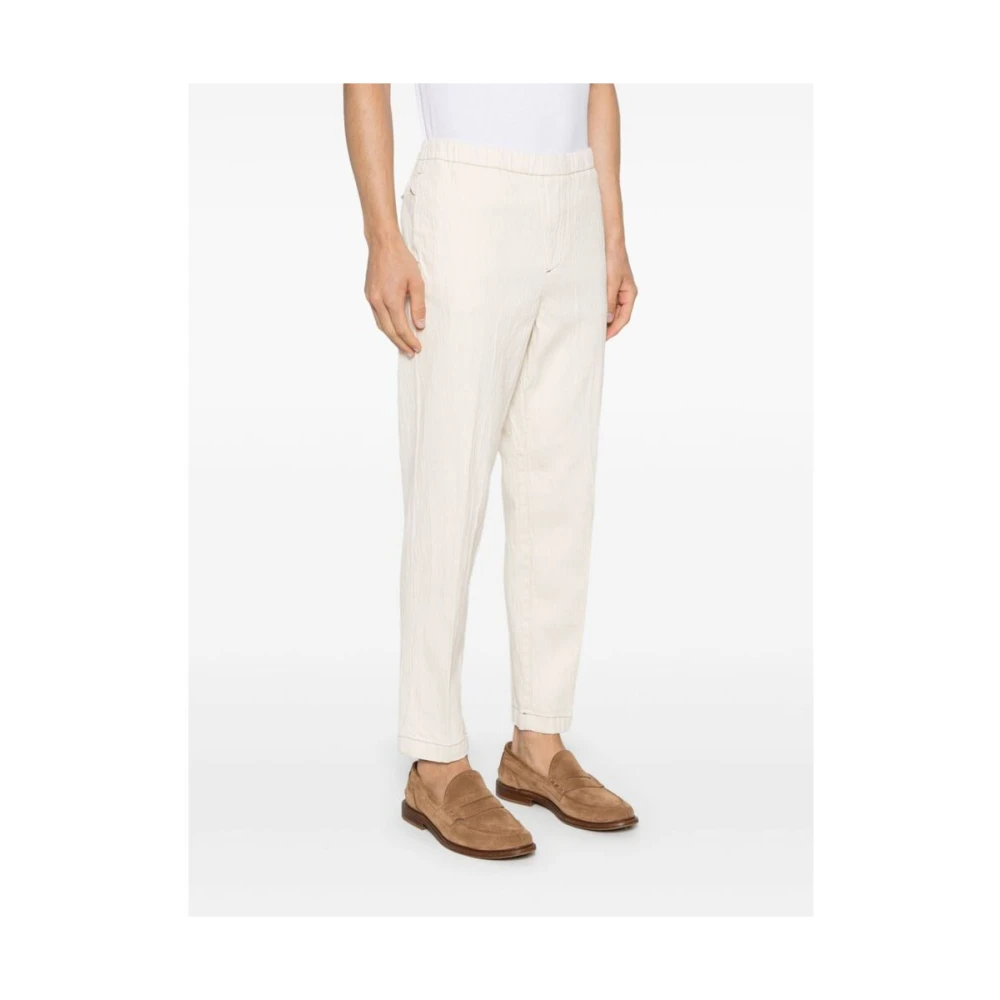 Cruna Beige Denim Elastische Trekkoordbroek Beige Heren