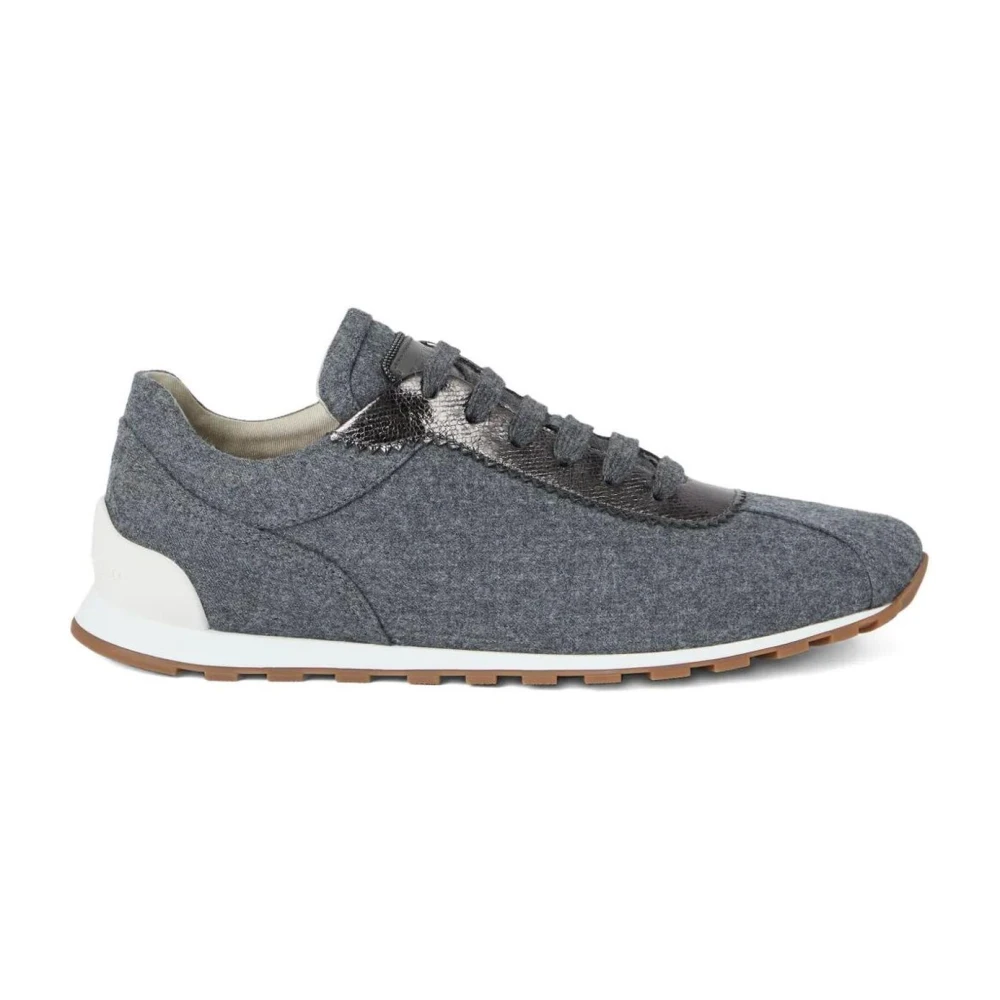 Brunello Cucinelli Wool Blend Runner Sneakers Dames Schoenen Grijs