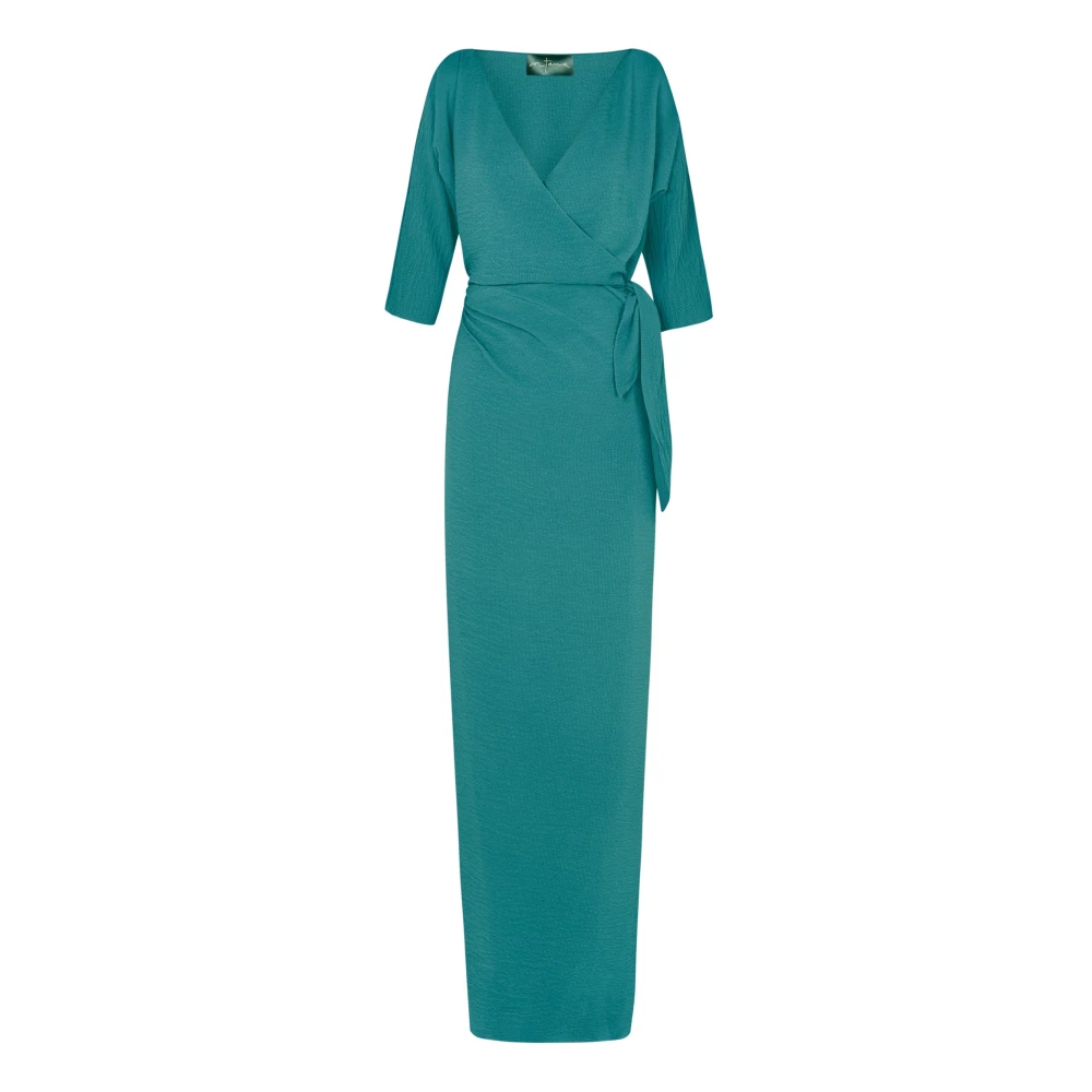 Cortana Women's Green Wrap Dresses, Xs, Genara, Turquoise Silk Dress