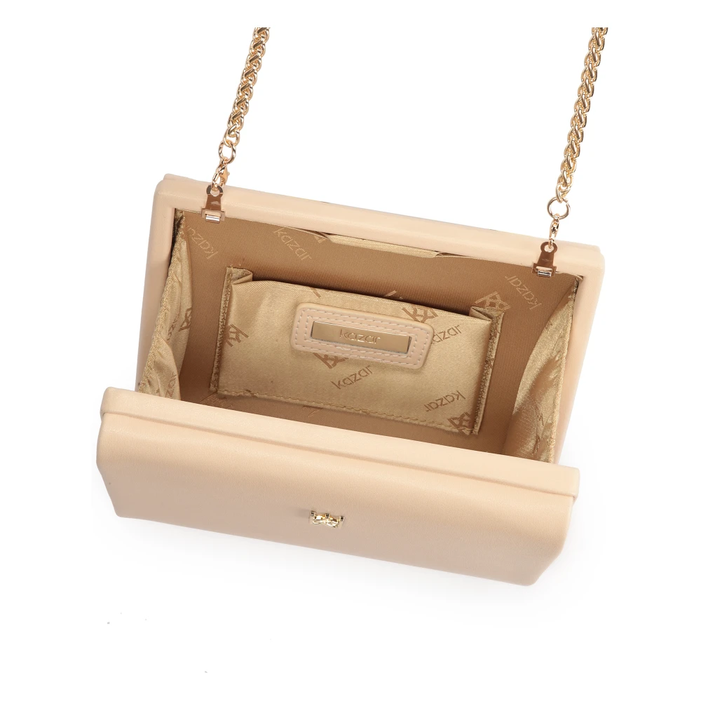 Kazar Kleine stijve tas met een ketting over de schouder Beige Dames