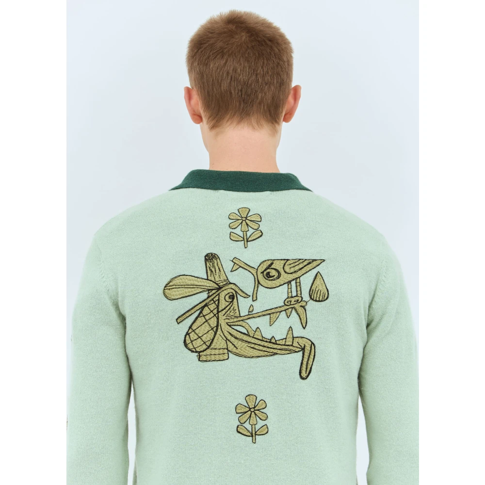 Brain Dead Gebreide half-zip sweatshirt met logo Green Heren