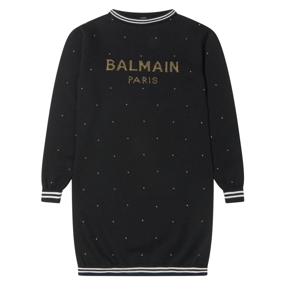 Balmain Girls Black Luxuriant Wool Knitted Logo Dress - Dresses - 10 Y - Kids