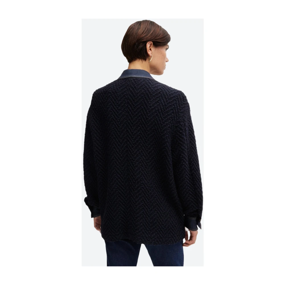 Hugo Boss Tweed jas met effen afwerking Blue Dames
