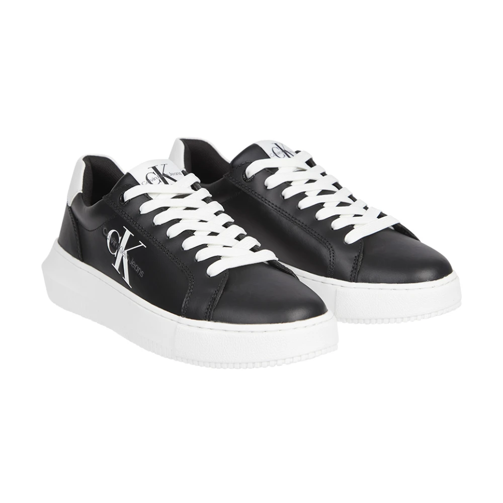 Calvin Klein Chunky Laceup Leren Sneakers Black Dames