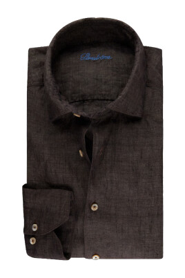 linen-brown-fitted-body-shirt