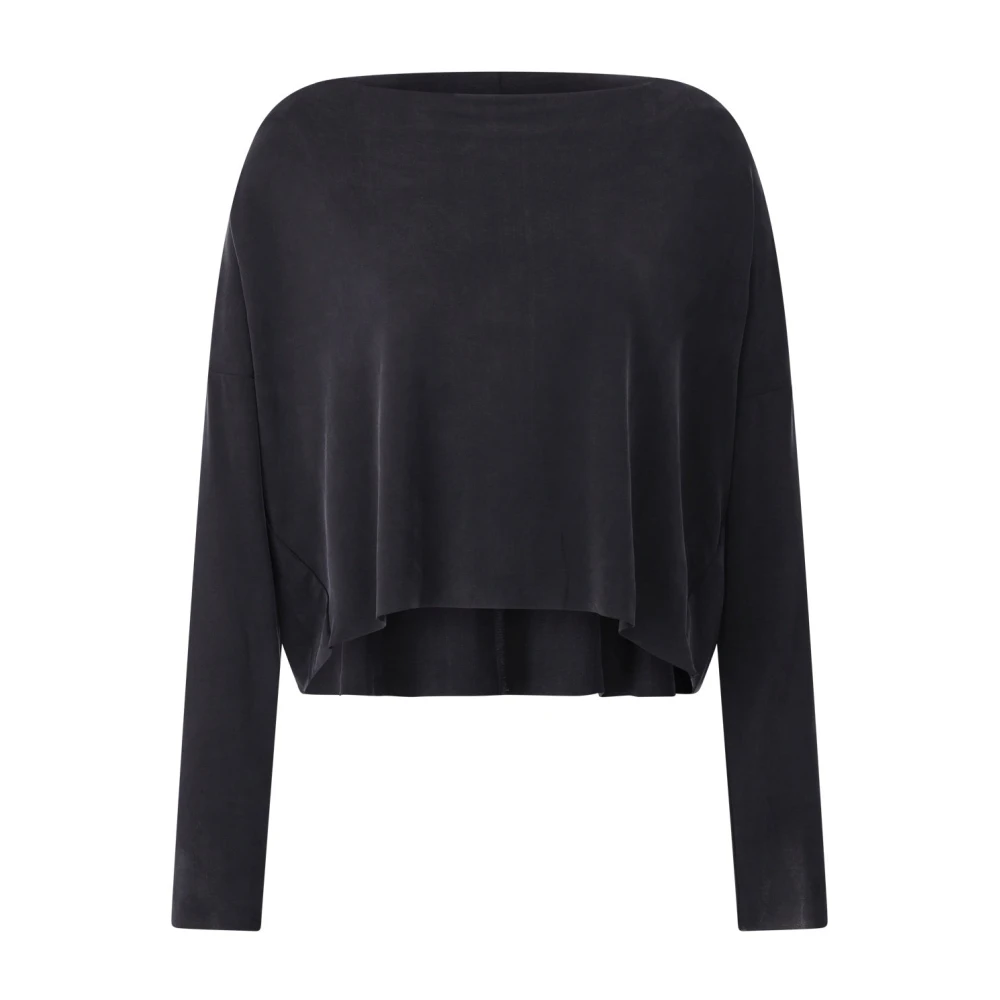 Drykorn Elegante Top met Watervalhals en Lange Mouwen Black Dames