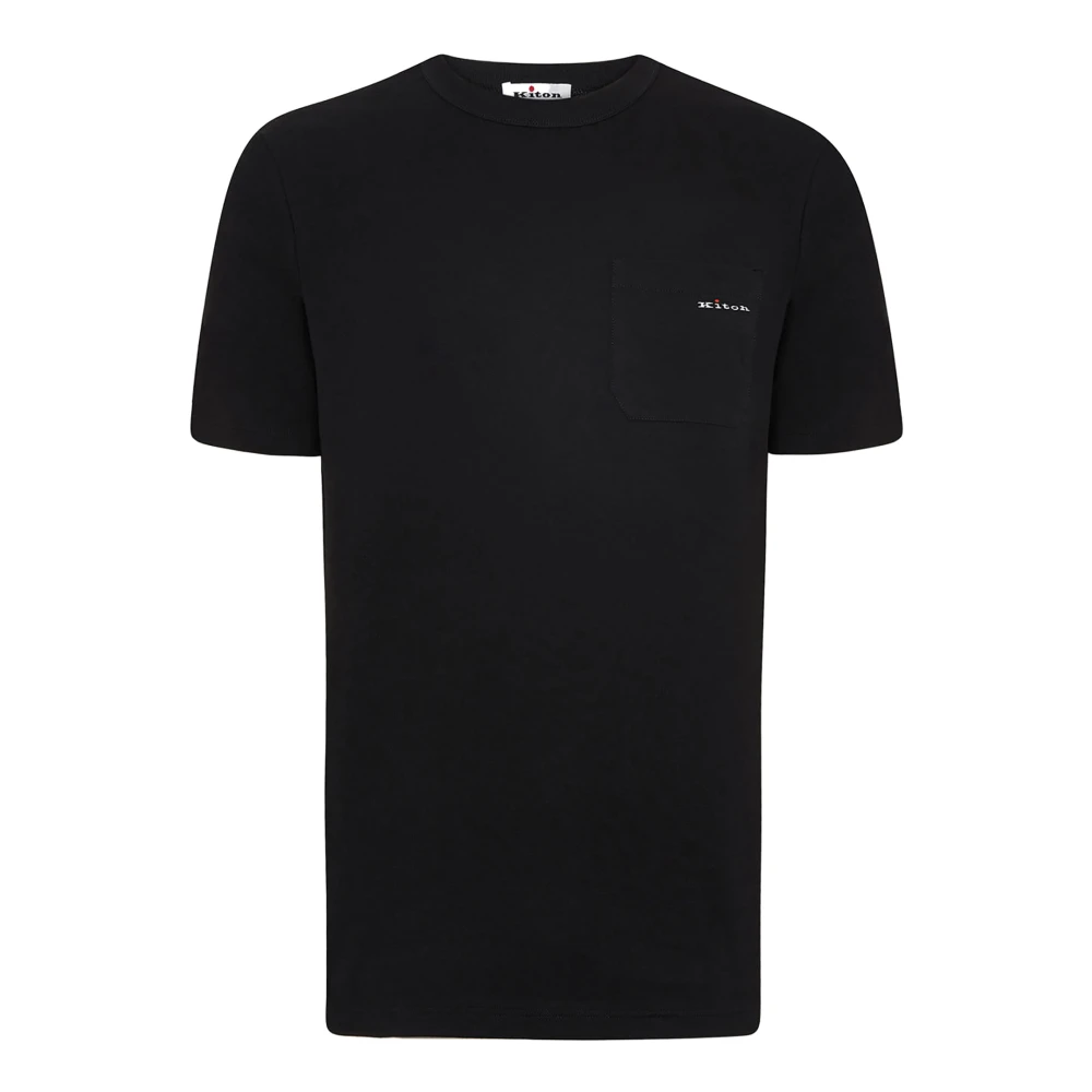 Kiton Zwart T-shirt met borstzak Black Heren