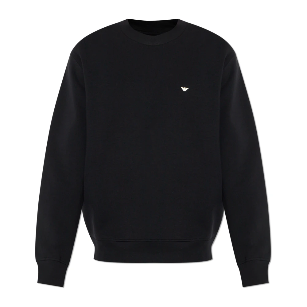 Emporio Armani Svart Sweatshirt Med Broderad Logotyp