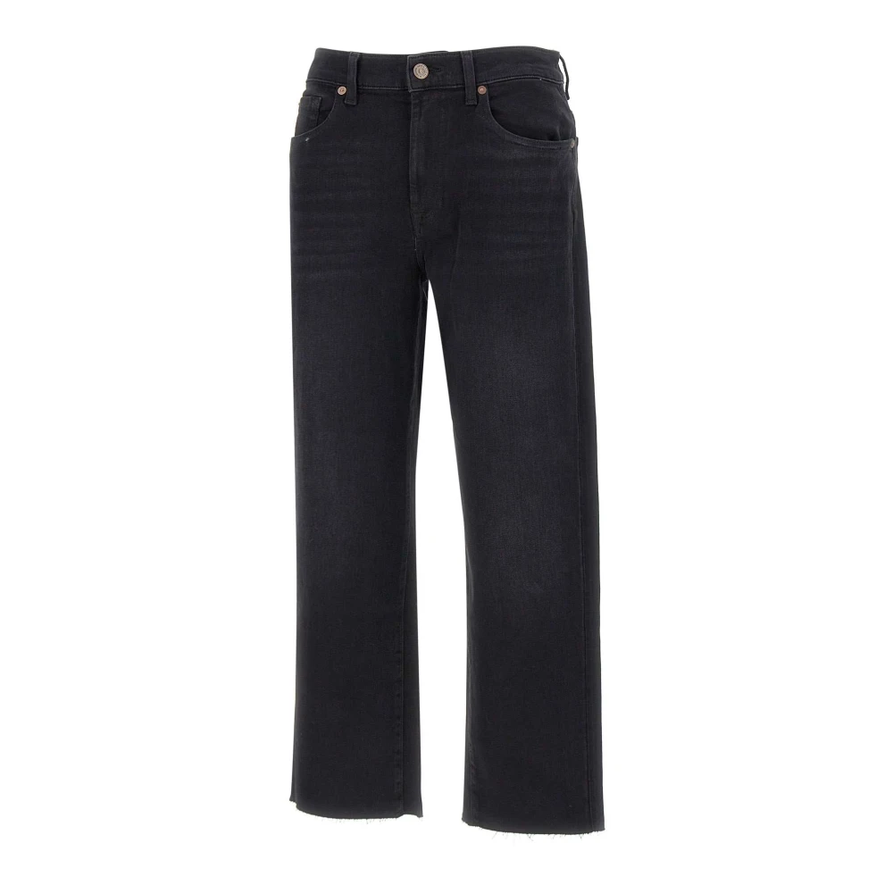 7 For All Mankind Zwarte Heritage Denim Straight Leg Jeans Black Dames