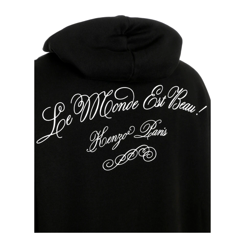 Kenzo Oversize Hoodie met Tiger Patch Black Heren