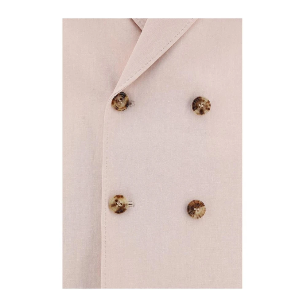 BRUNELLO CUCINELLI Elegant Linnen Double-Breasted Pak Pink Heren