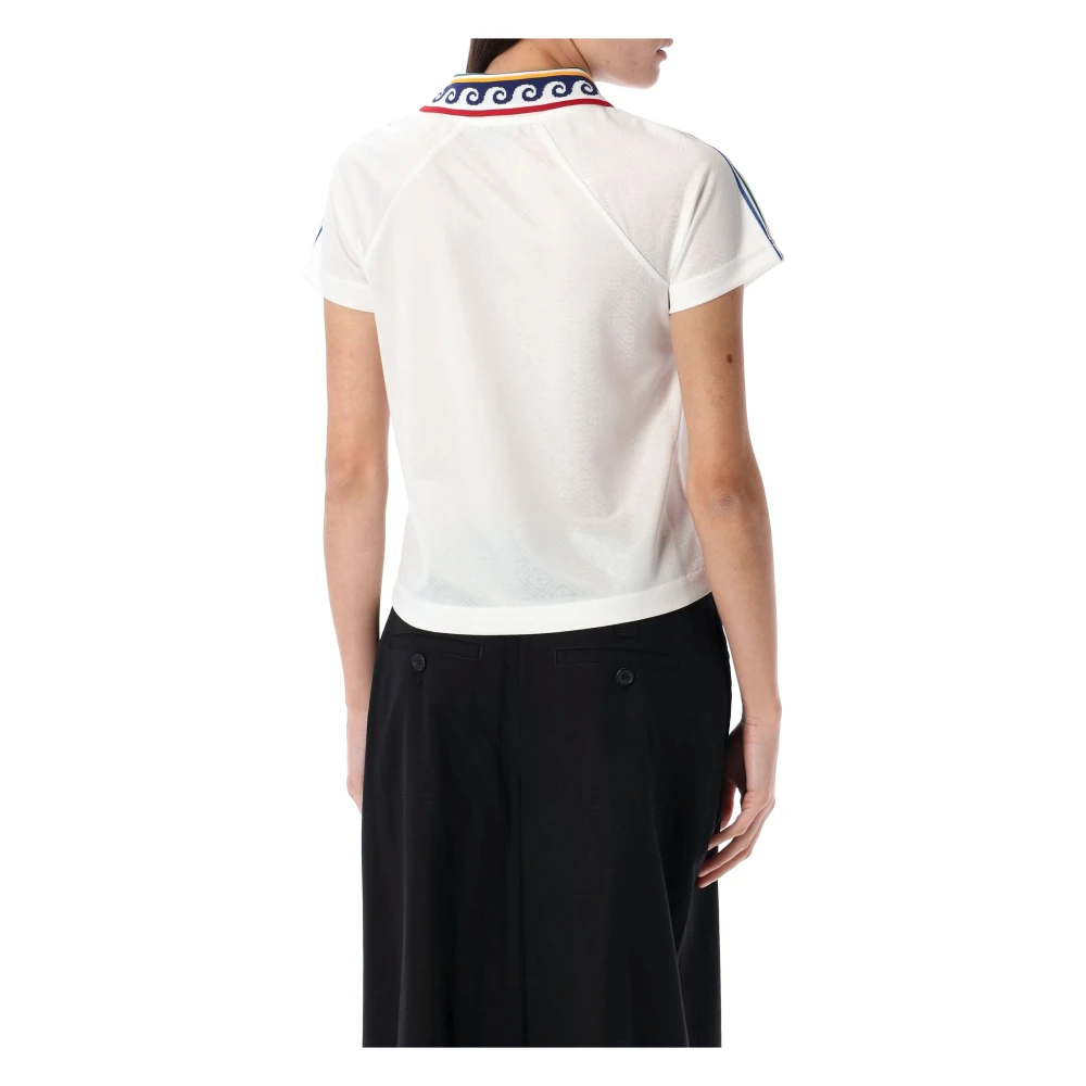 Casablanca Wit Jacquard Monogram Voetbal T-shirt White Dames