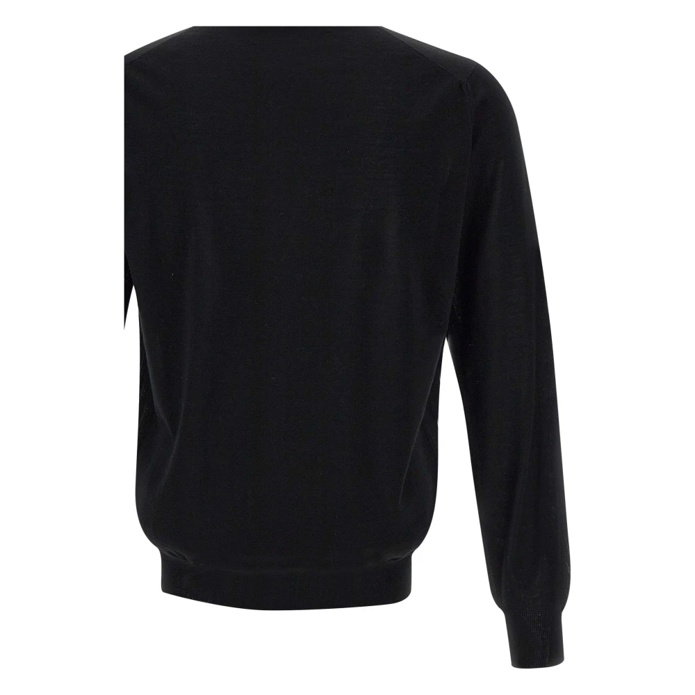 Filippo De Laurentiis Merino Wol Trui Zwart Mock Neck Black Heren
