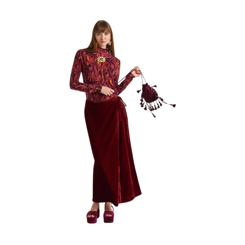 Maliparmi Women's Red Maxi Skirts, M, Sweet Velvet Skirt