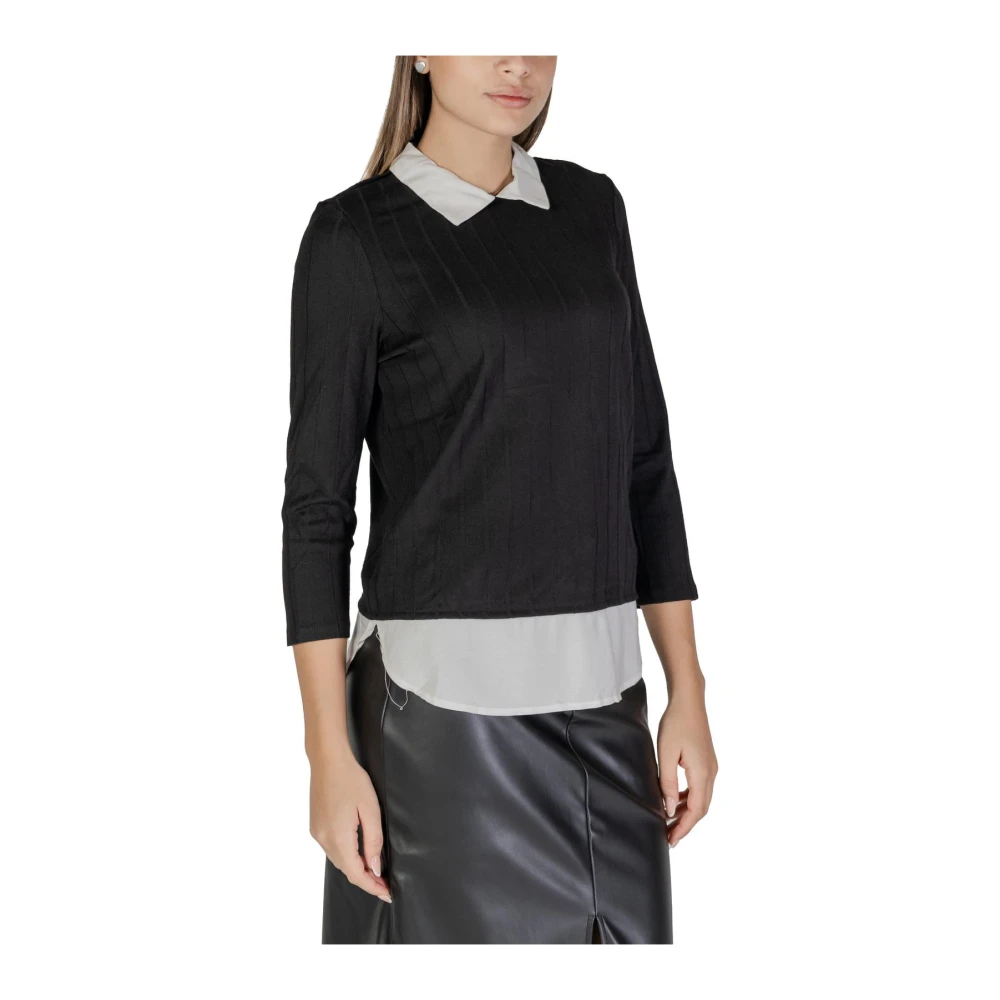 Jacqueline de Yong Gebreide Top Blouse Black Dames