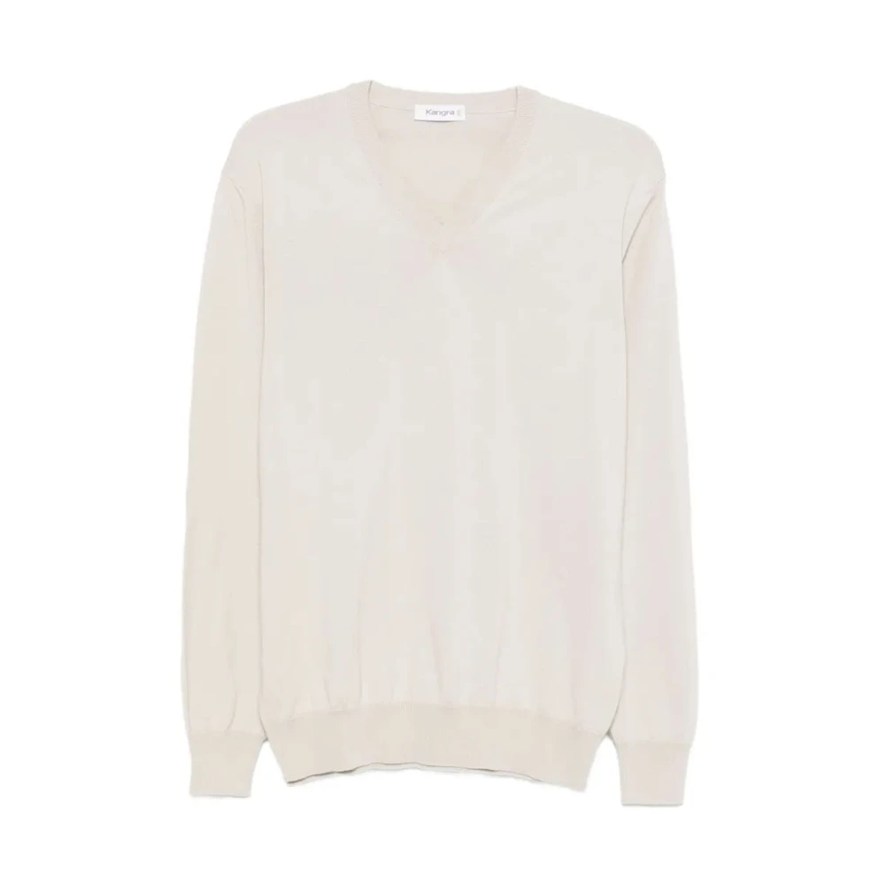 Kangra Men's Beige V-Neck Knitwear, 2XL, Pullover Basico Rasato Calato