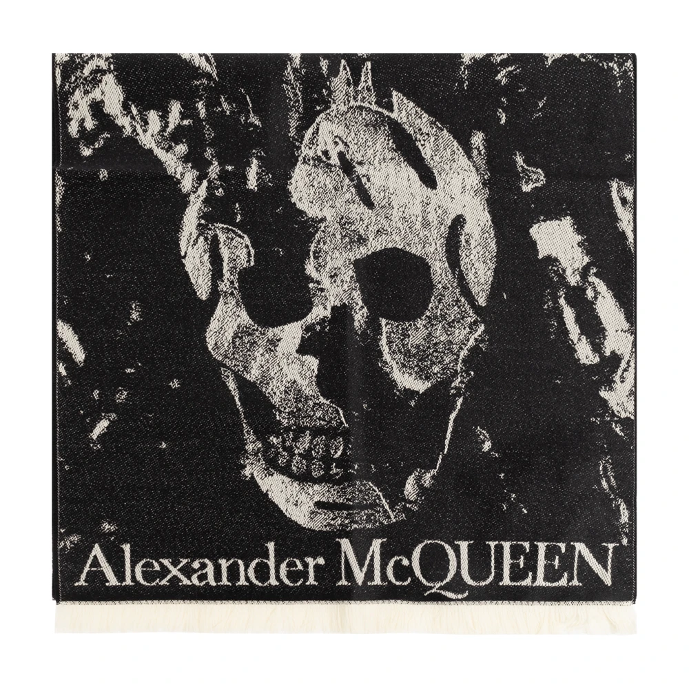 Alexander mcqueen Wollen sjaal met logo Black Dames