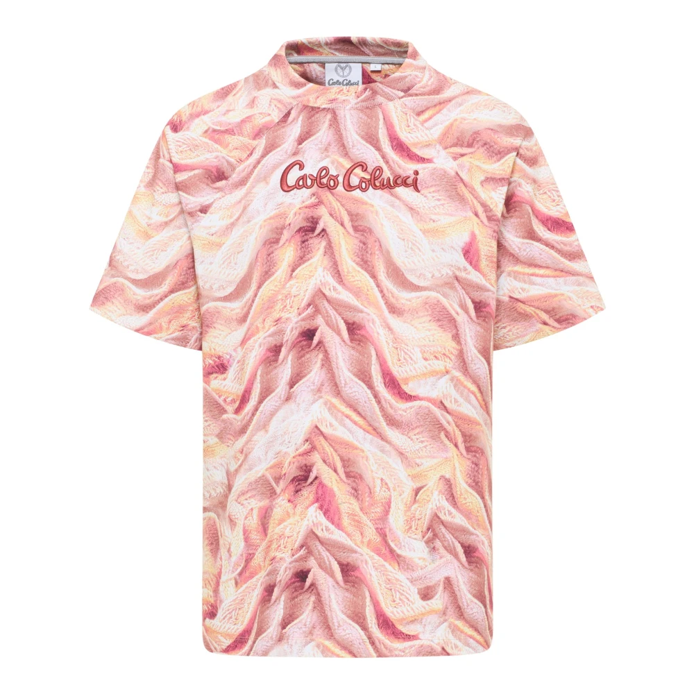 Carlo Colucci Orange T-Shirts, Male, L, Artificial Knit T-Shirt