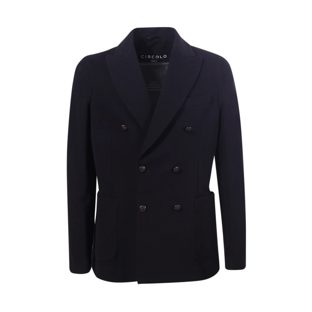 Circolo 1901 Zwarte Peak Revers Jas Italiaans Gemaakt Black Heren