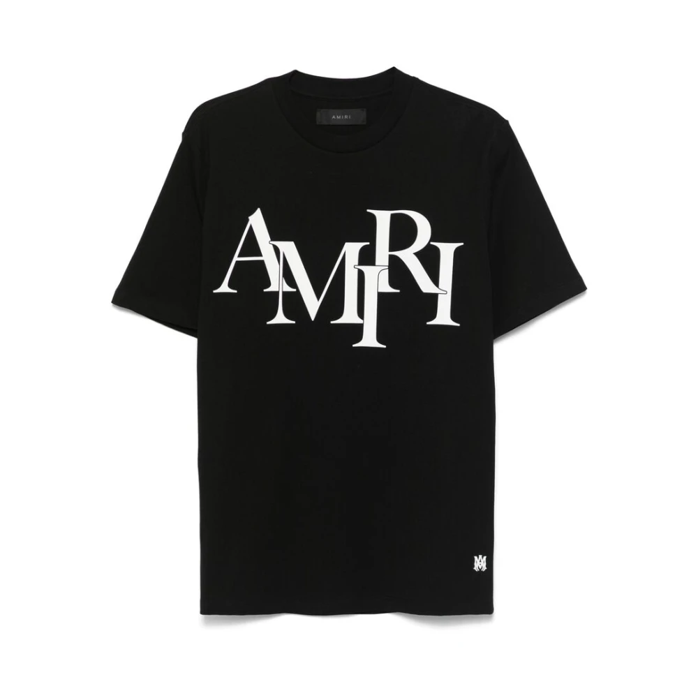 Amiri Black T-Shirts, Male, Xl, Staggered Logo Tee