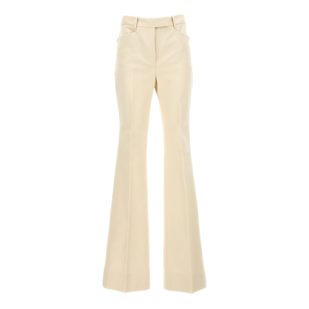 Tom Ford Women's White Wide Trousers, 3XS, Moleskin Trousers