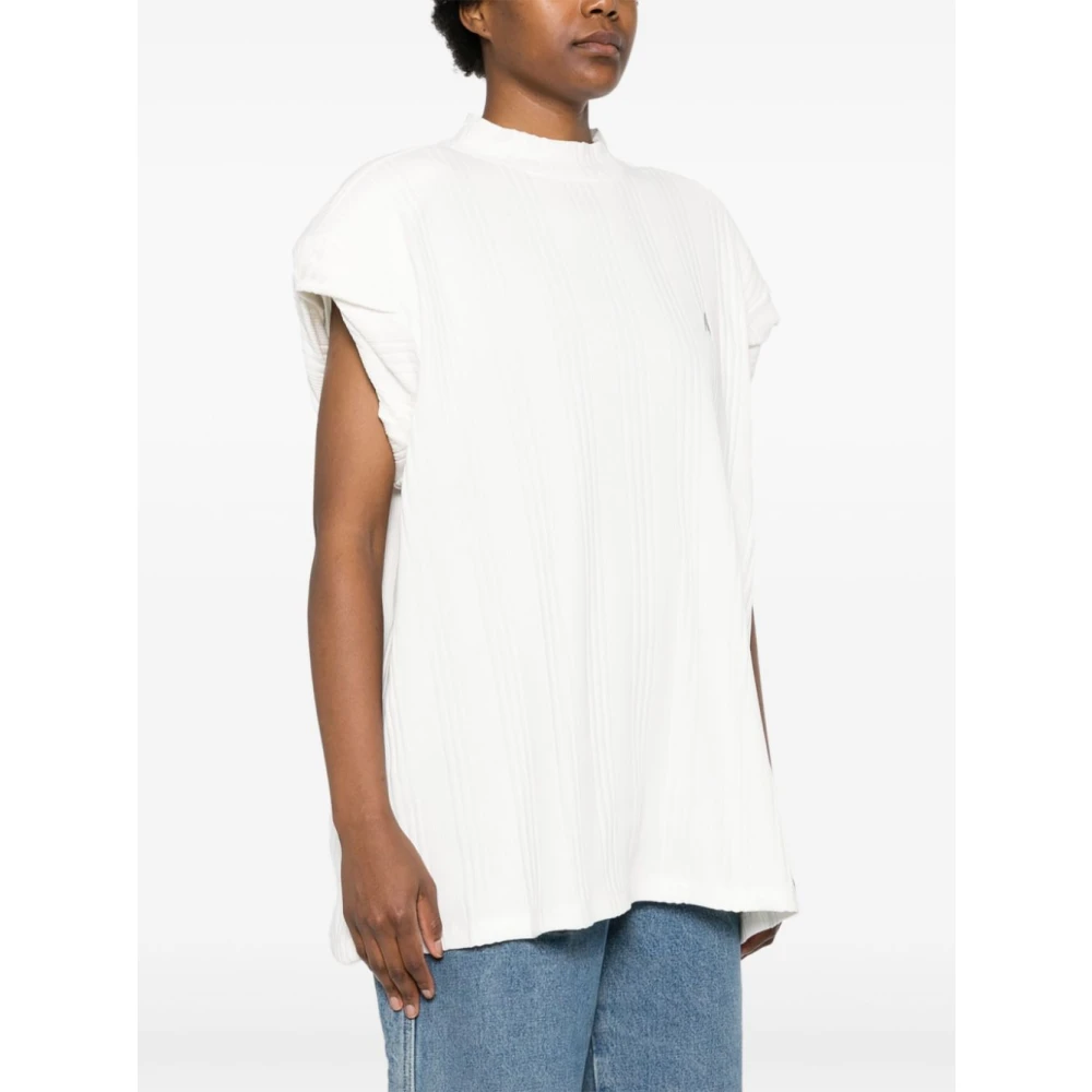 The Attico Ivoor Geribbeld Katoenen T-shirt White Dames