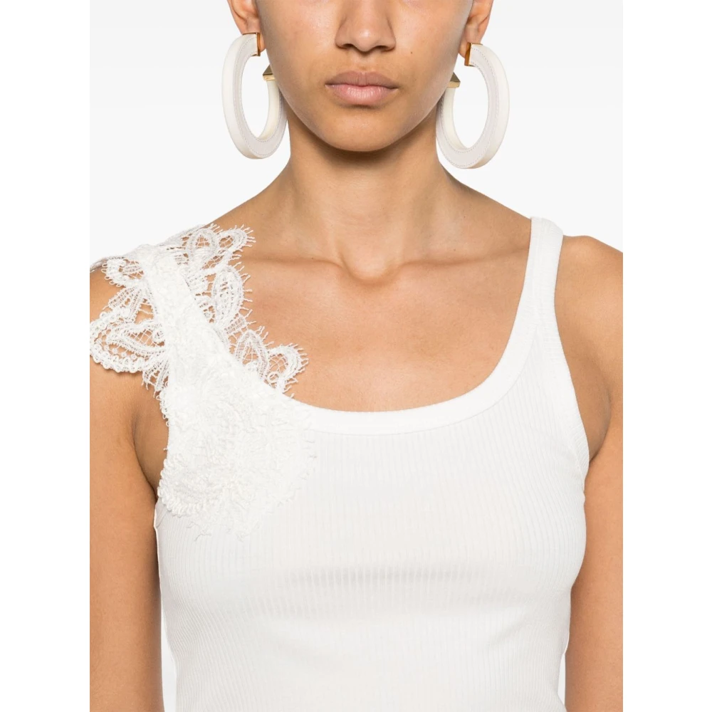 Ermanno Scervino Witte Mouwloze Geribbelde Top White Dames