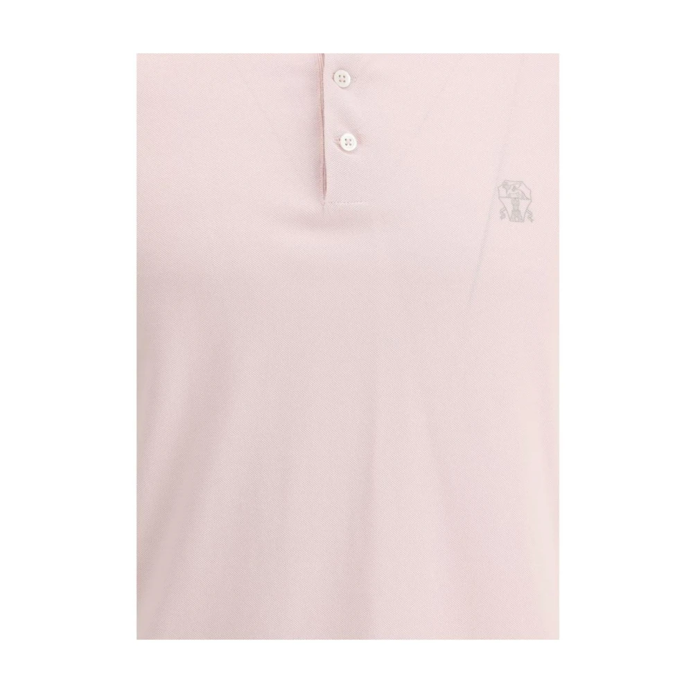 BRUNELLO CUCINELLI Gebreide Kraag Polo Shirt Pink Heren