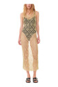 robe-midi-texturee-metallisee-a-col-v-profond