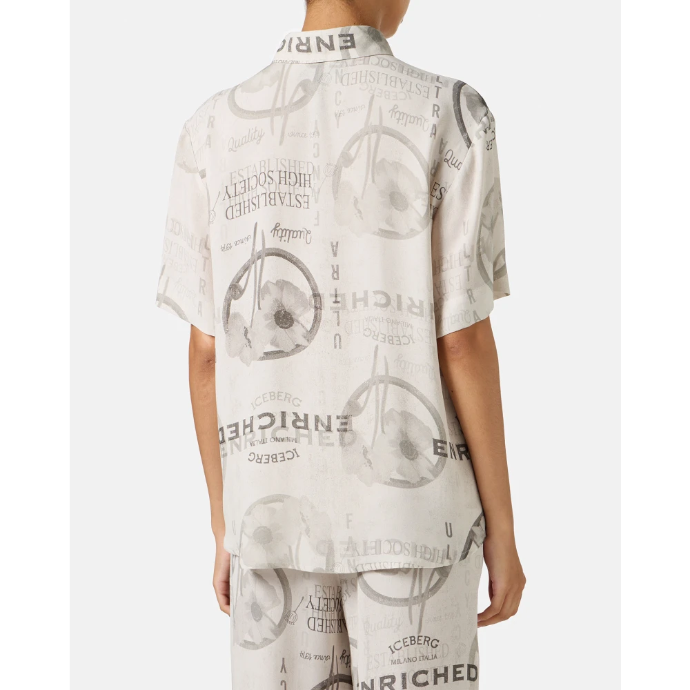 Iceberg Regular fit korte mouwen overhemd van RCS-gecertificeerde dubbele viscose georgette Beige Dames