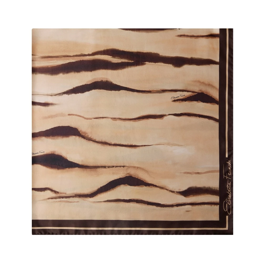 Elisabetta Franchi Brown Patterned Silk Foulard - Female - Silk Scarves - One Size - Accessories