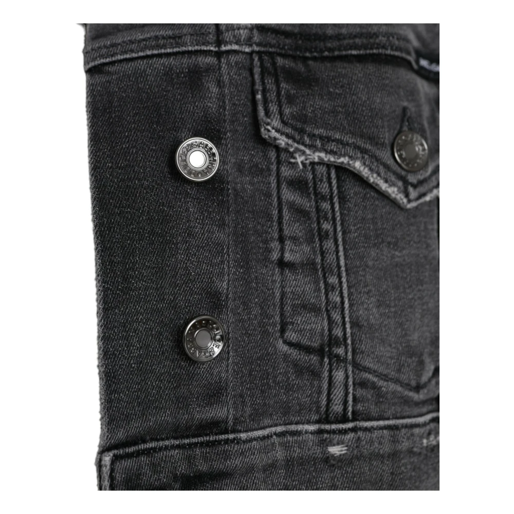 Dolce & Gabbana Donkergrijze Cropped Denim Jack Black Dames