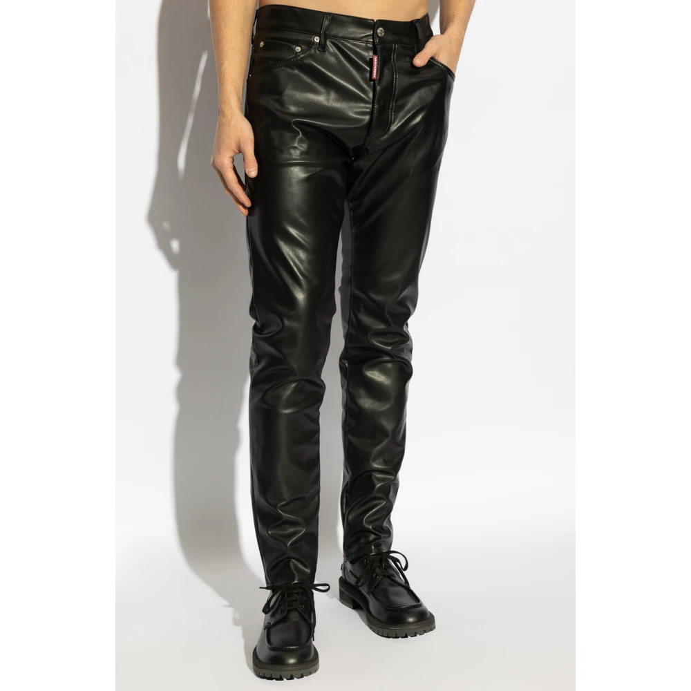Dsquared2 Nep lederen broek Black Heren