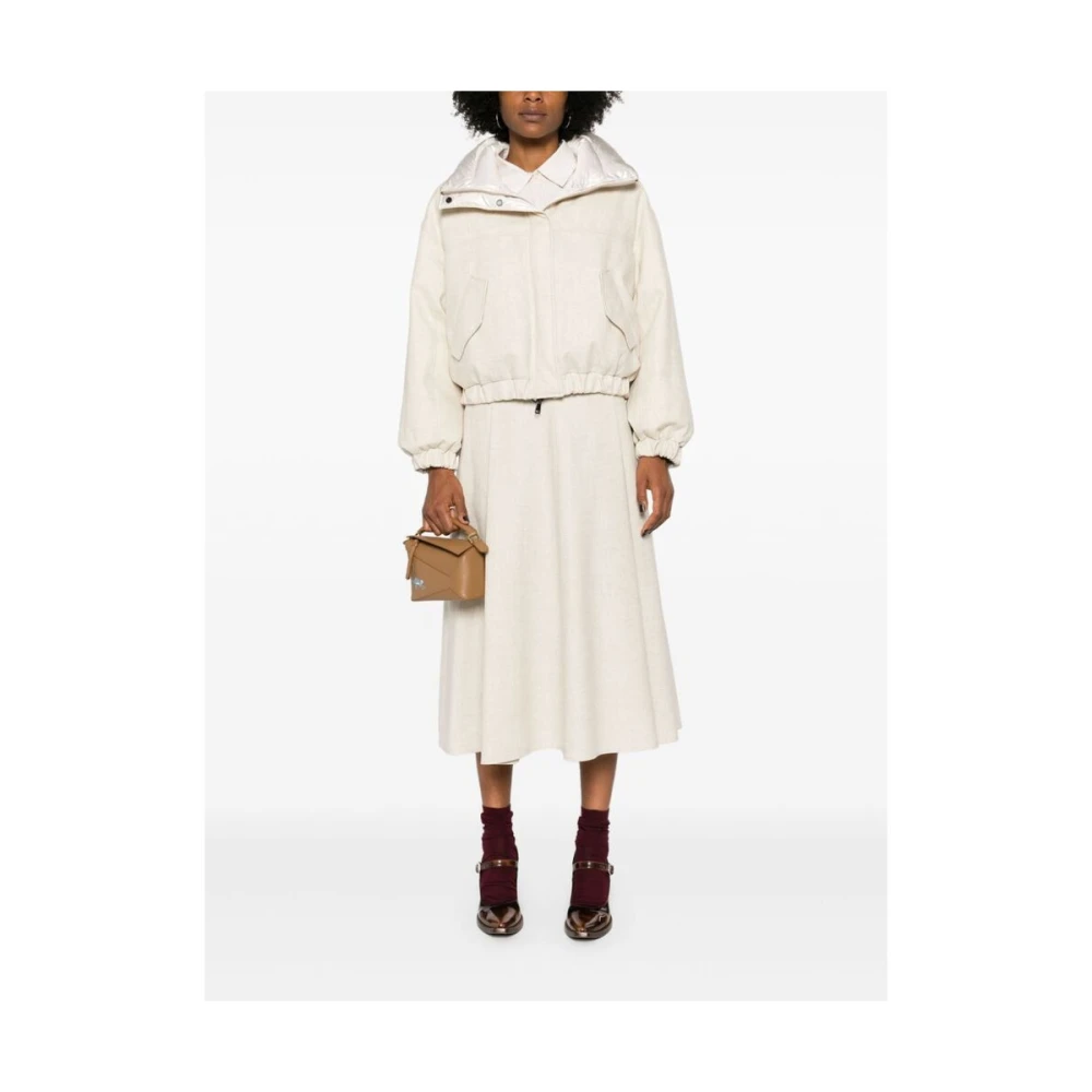 BRUNELLO CUCINELLI Ivoor Wol-Kasjmier A-Lijn Rok Beige Dames