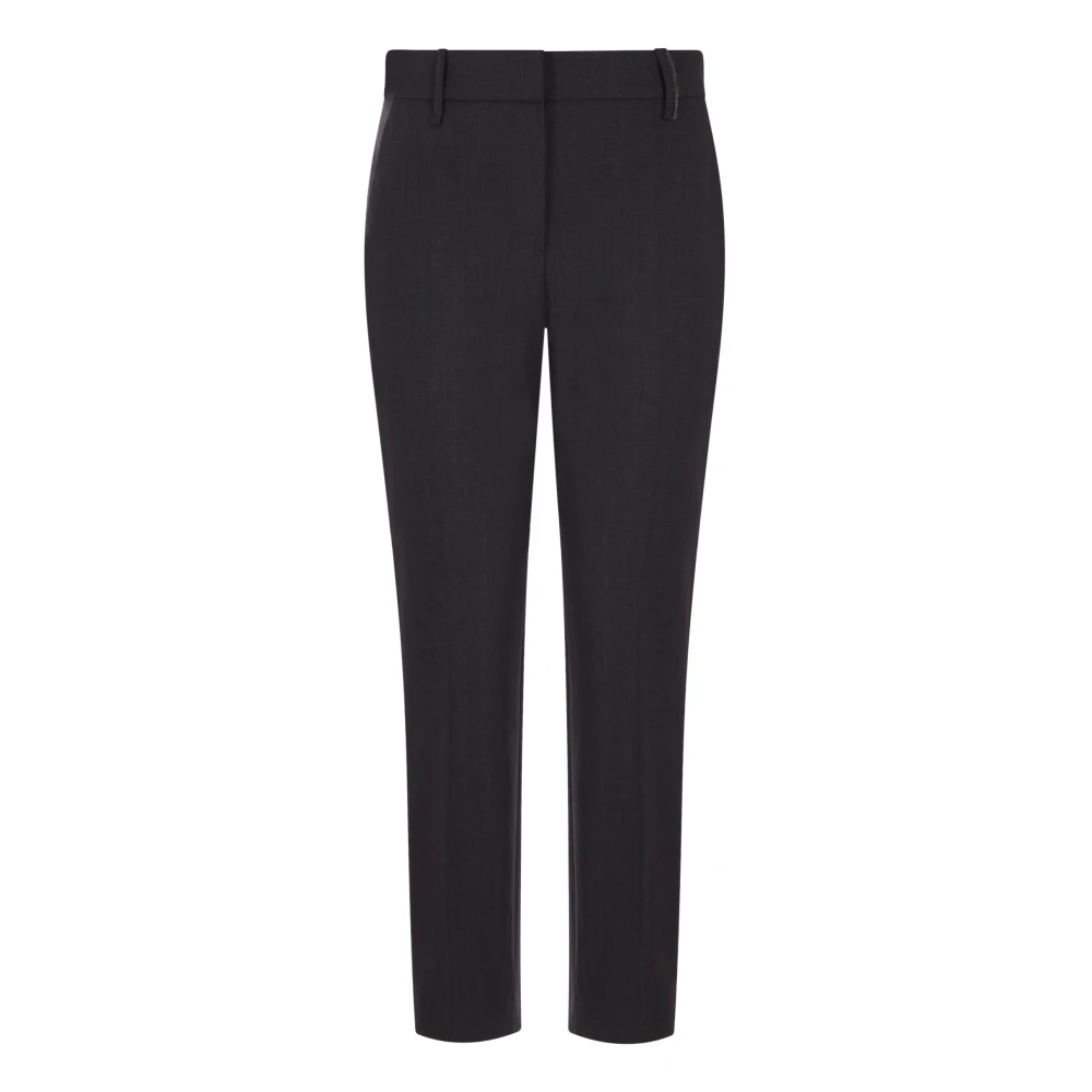 BRUNELLO CUCINELLI Antraciet wollen broek met monile detail Gray Dames