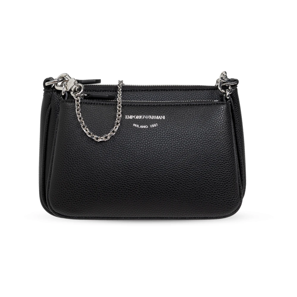 Emporio Armani Schoudertas met bedrukt logo Black Dames