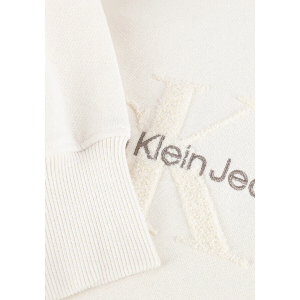 Calvin Klein Chenille Monologo Hoodie White Heren