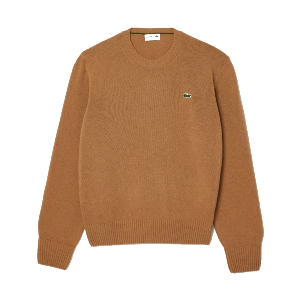 Lacoste Bruine Wollen Ronde Hals Trui Brown Heren