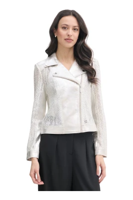 Faux Suede Foiled Moto Jacket