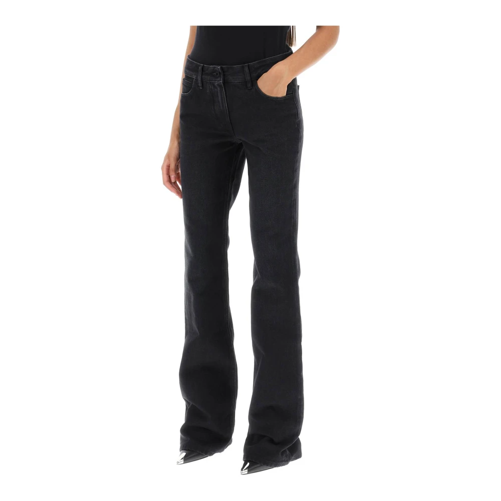 Off White Bootcut jeans met lived-in effect Black Dames