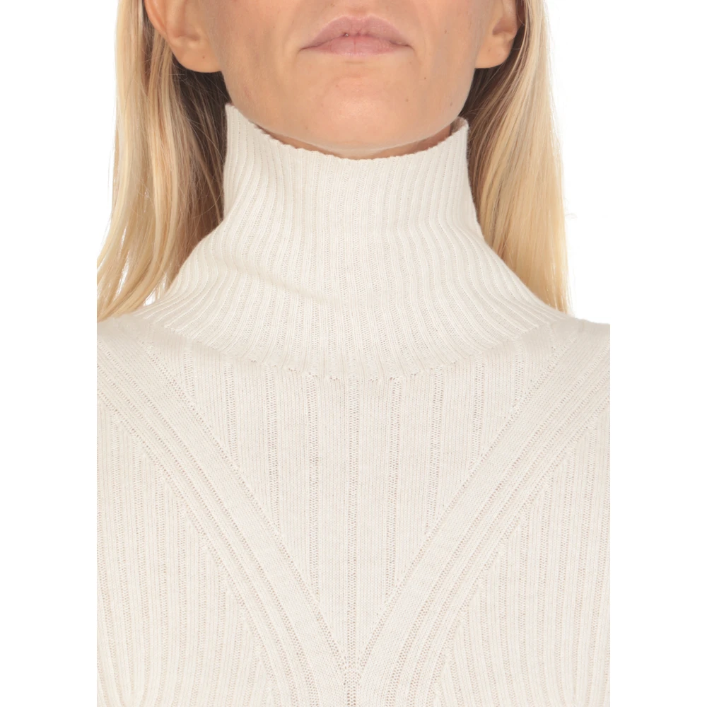 D.Exterior Elegante Ivoor Cashmere Blend Jurk Beige Dames