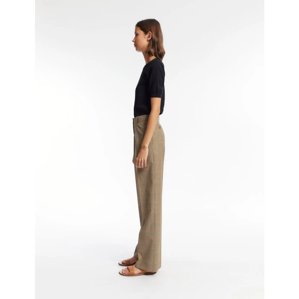 Ines De La Fressange Paris Hector Prince of Wales Trousers Beige Dames