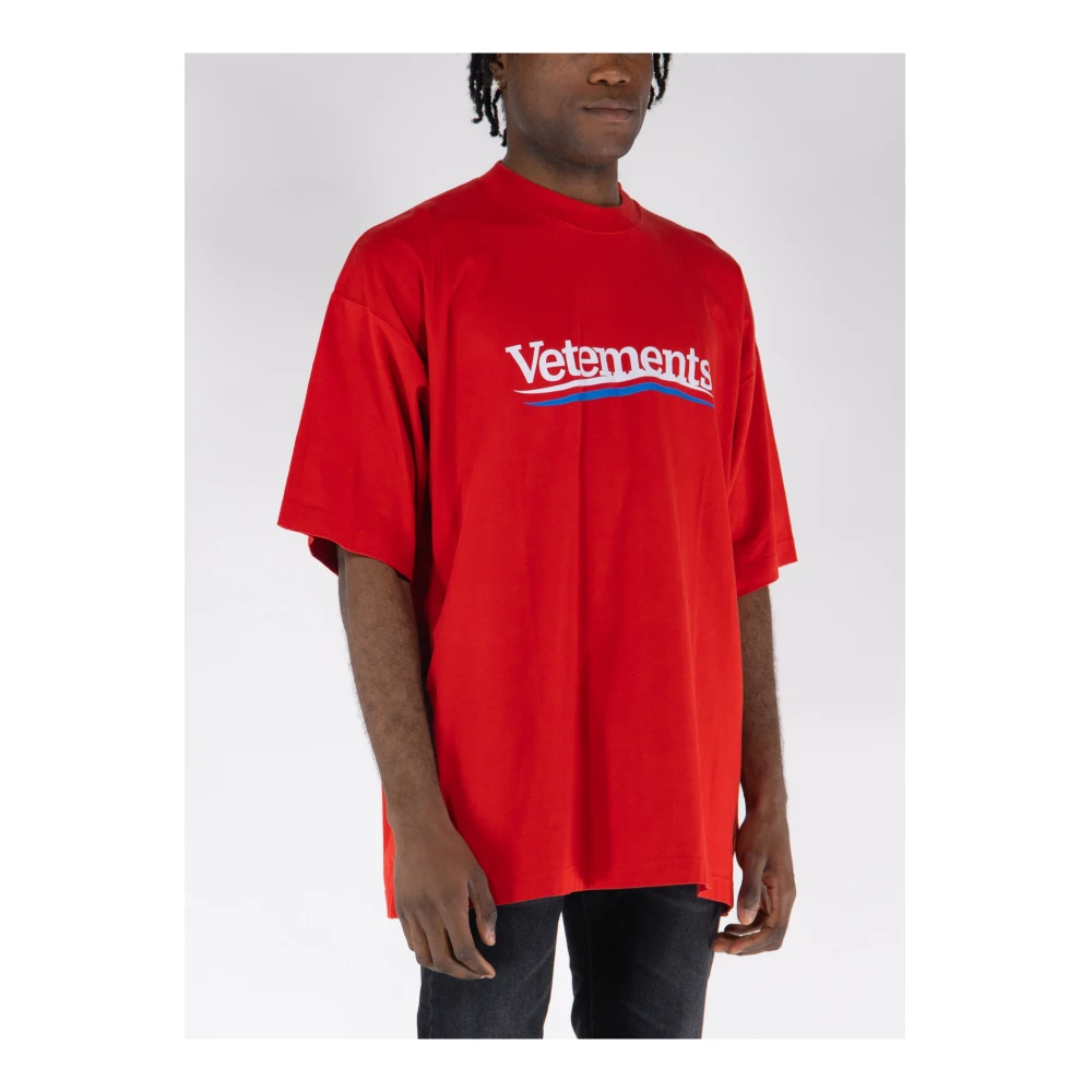 Vetements Logo Campagne T-Shirt Red Heren