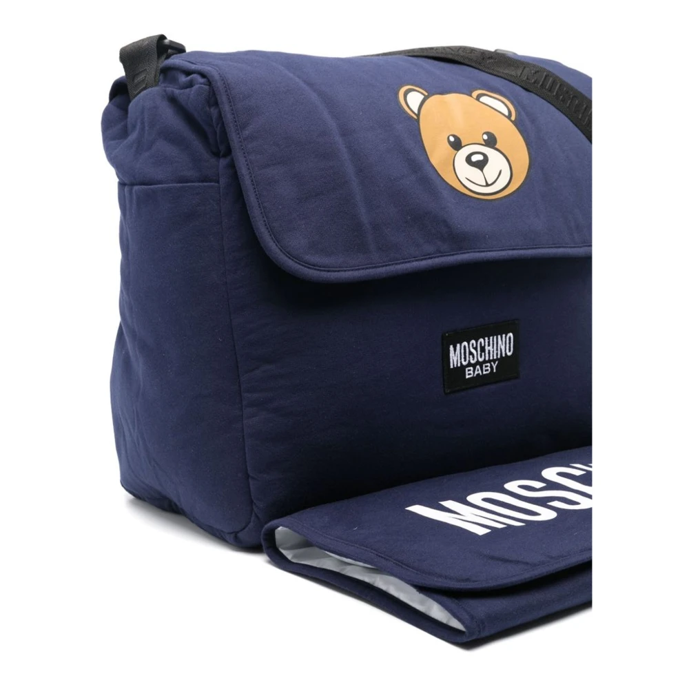 Moschino Blauwe Katoenen Verzorgingstas met Teddybeer Blue Unisex