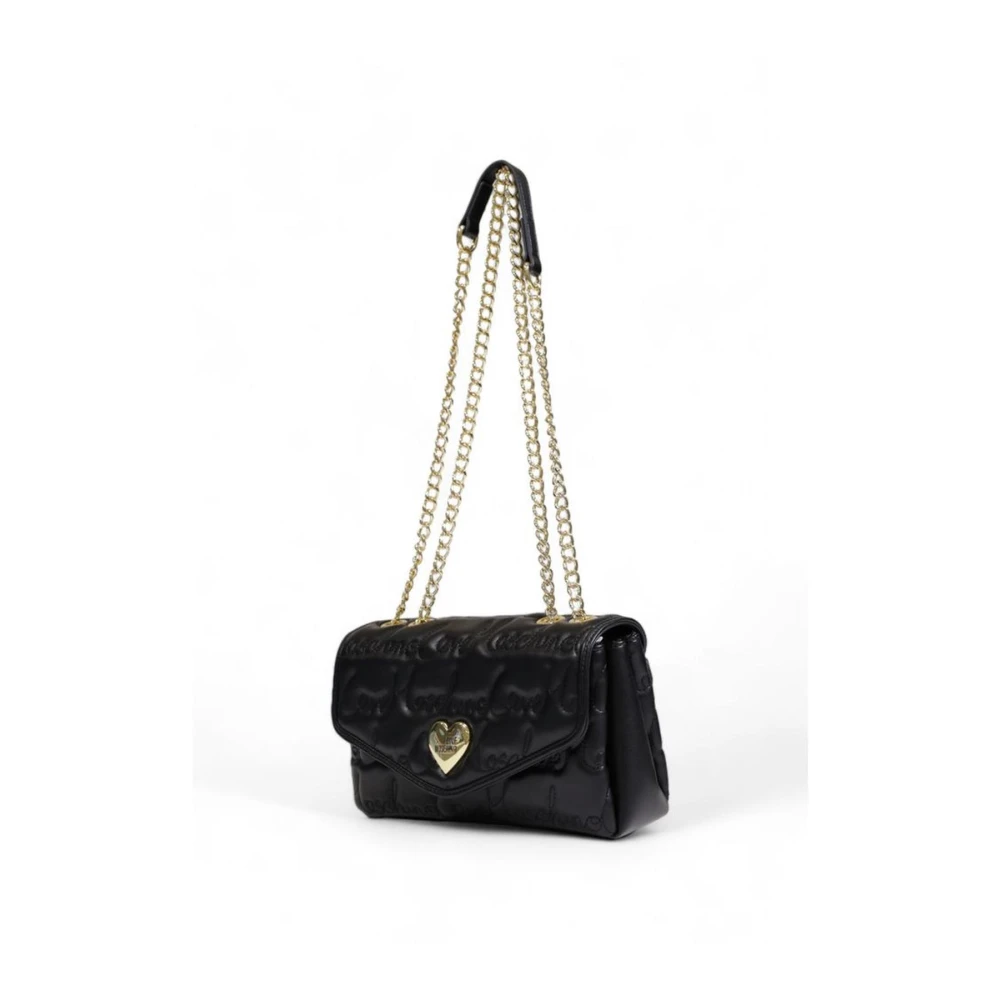 Love Moschino Zwarte polyurethaan handtas met strak ontwerp Black Dames